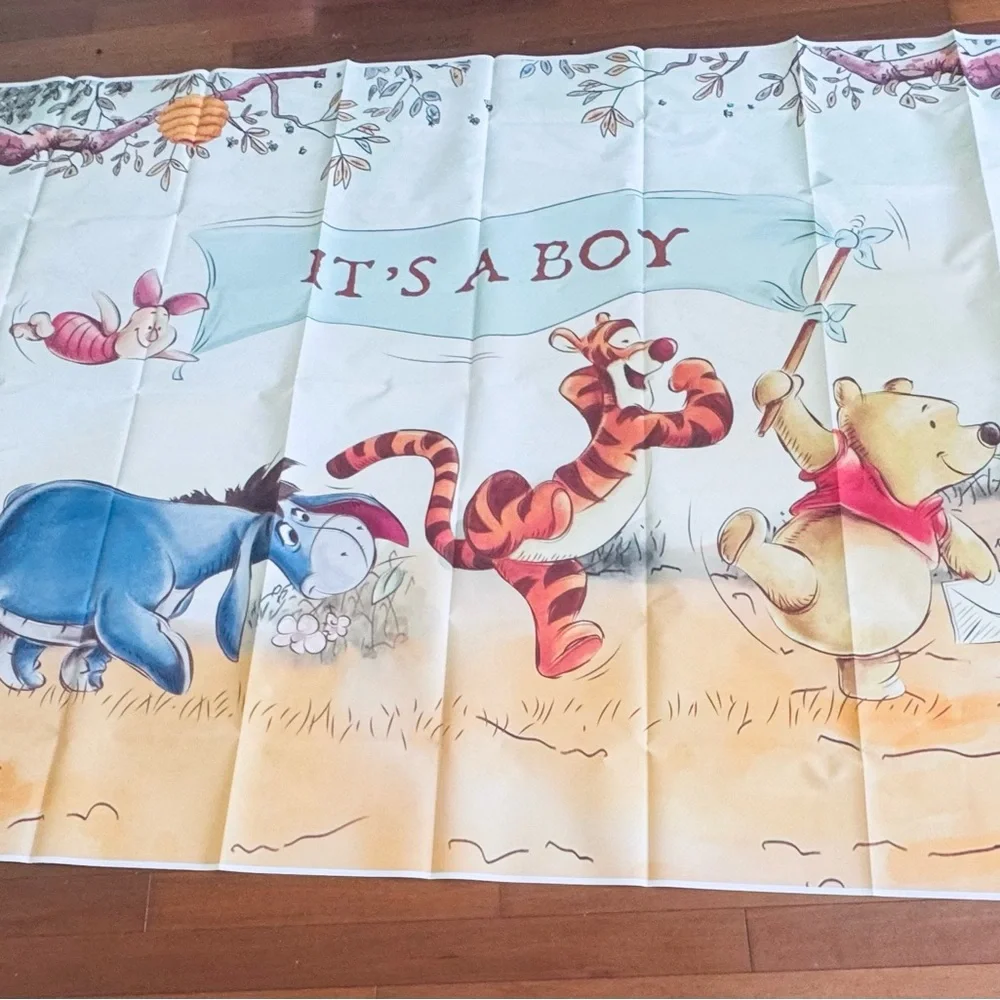 Pooh Bear It’s a Boy Baby Shower Backdrop – 7x5ft Banner for Party